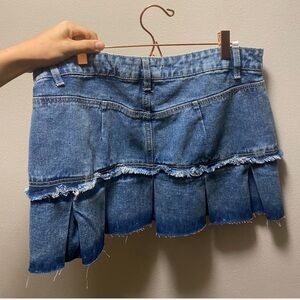 Refuge Blue Denim Pleated Mini Skirt